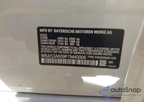 2023 BMW 228 Gran Coupe I Sdrive z USA, uszkodzony, nr VIN WBA53AK09P7M40006